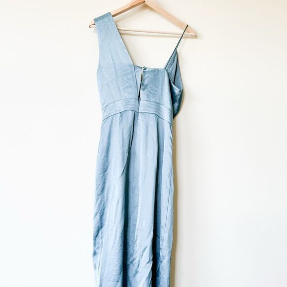 REISS Charlie Satin Twist-Front Midi Dress - Picture 7 of 10